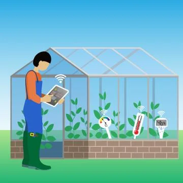 Smart agriculture using IoT technology Illustrazione stock