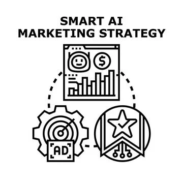 Smart ai artificial intelligence marketing strategy development Stock Illustration