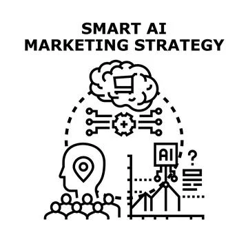 Smart ai artificial intelligence marketing strategy development 库存插图