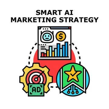 Smart ai artificial intelligence marketing strategy development Stock Illustration