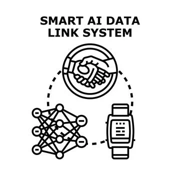 Smart ai data link system concept vector 스톡 일러스트