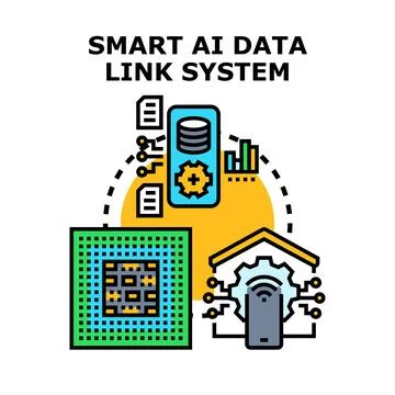 Smart ai data link system concept illustration 스톡 일러스트