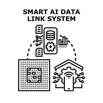 Smart ai data link system concept illustration 스톡 일러스트
