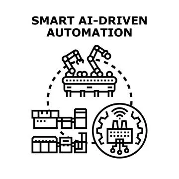 Smart ai driven automation manufacturing process concept Stock Illustration