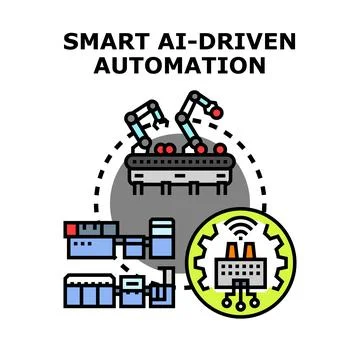 Smart ai driven automation manufacturing process concept イラスト素材