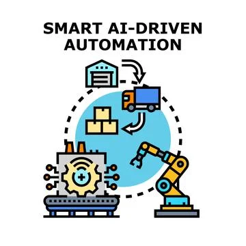 Smart ai driven automation optimizing industrial logistics process Stock Illustration
