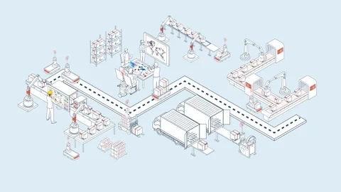 Smart AI Logistics System Managing Global Supply Chain and AGV Stock-Footage 333158711