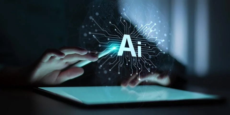 Smart AI Neural Network Platform with Global Connectivity Data Visualizatio.. Fotos Stock