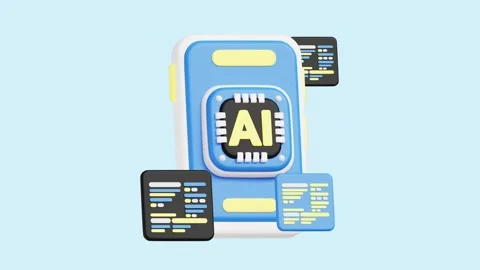 Smart AI Phone animated 3d icon. Video stock 289452802