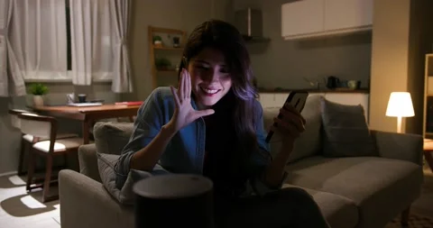 Smart AI speaker concept Stock Footage 132882015