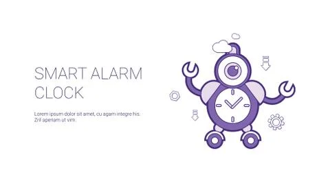 Smart Alarm Clock Template Web Banner With Copy Space Stock Illustration