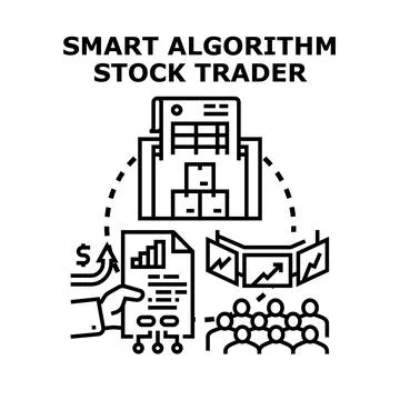 Smart algorithm stock trader managing investment portfolio Illustrazione stock