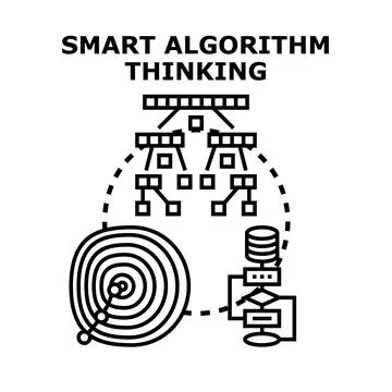 Smart algorithm thinking concept developing data processing Stock Illustration
