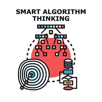 Smart algorithm thinking concept developing data processing Stock Illustration