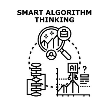 Smart algorithm thinking process analyzing data concept 스톡 일러스트