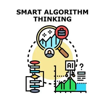 Smart algorithm thinking process analyzing data concept Stock Illustration