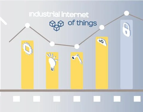 Smart analytics industrial internet of things. Presentation diagram consisting Ilustración de archivo