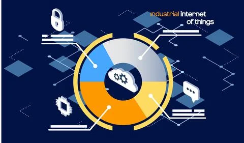Smart analytics industrial internet of things. Pie chart divided into sectors in Stock Illustration