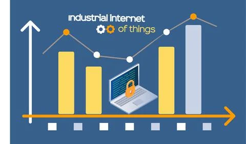 Smart analytics industrial internet of things. Presentation diagram in field of Stock Illustration
