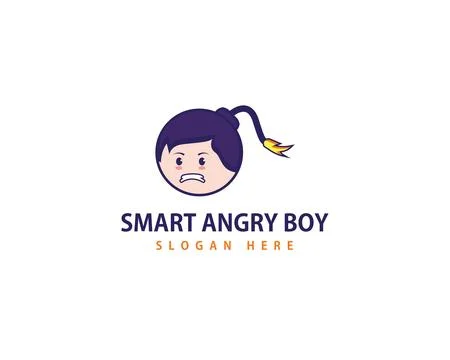 Smart Angry Boy Bomb	 Stock Illustration