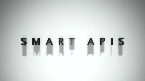Smart apis cinematic title matte black writing placed on a white backdrop Stock Footage 301837191