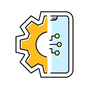 Smart app integration color icon vector illustration Stock Illustration