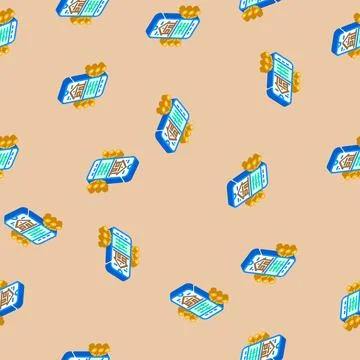 Smart app integration isometric icon seamless pattern Illustrazione stock