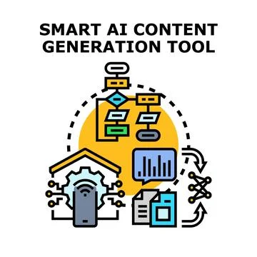 Smart artificial intelligence content generating technology conceptual illu.. Stock Illustration