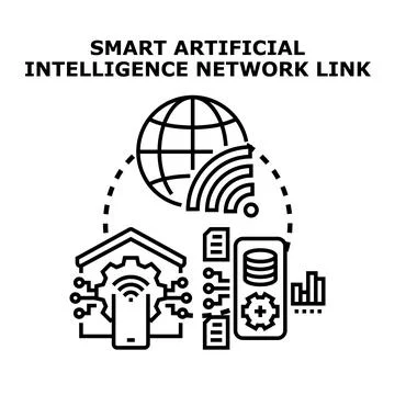 Smart artificial intelligence network connecting global data and devices Stock Illustration