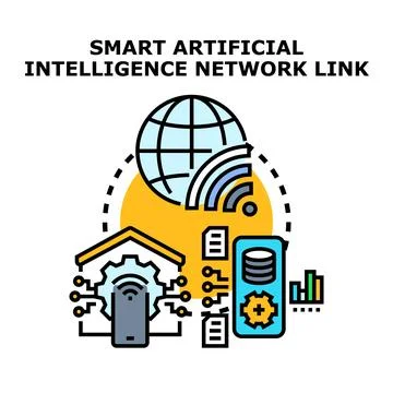 Smart artificial intelligence network connecting global data and devices 스톡 일러스트