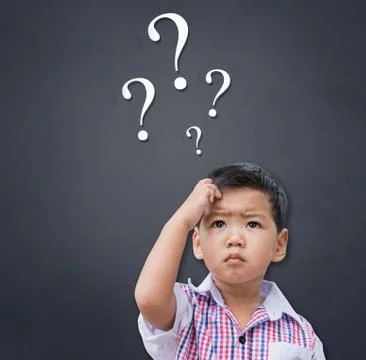 Smart Asian boy thinking Stock Photos
