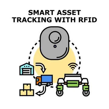 Smart asset tracking concept using rfid technology 스톡 일러스트