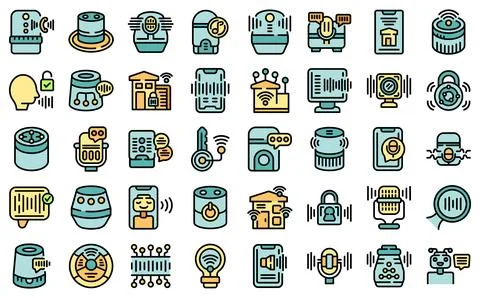 Smart assistant icons set vector flat Illustrazione stock