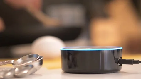 Smart Assistant With Voice Recognition In a Kitchen While Cooking 스톡 동영상 93568640