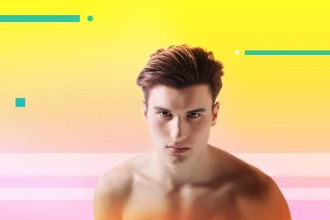 Smart attractive young man looking at you Stock Photos
