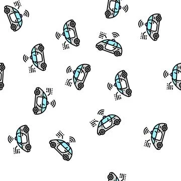 Smart auto self vehicle vector seamless pattern Stock Illustration
