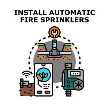 Smart automatic irrigation system installation concept Stock Illustration