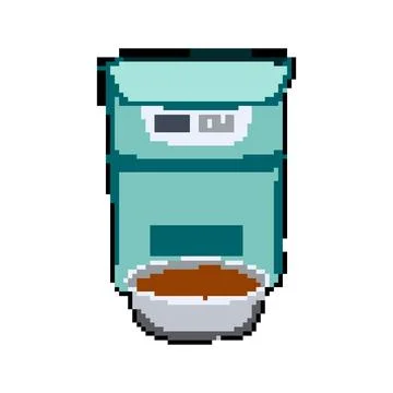 Smart automatic pet feeder pixel art vector illustration Illustrazione stock