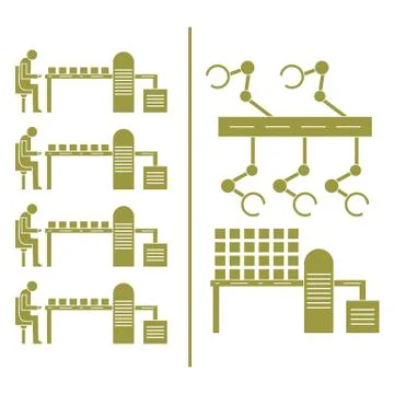 Smart automatic robotic production line. Stock Illustration