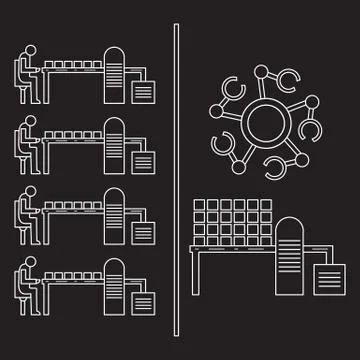 Smart automatic robotic production line. Stock Illustration