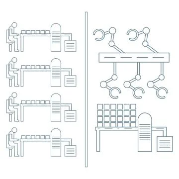 Smart automatic robotic production line. Stock Illustration