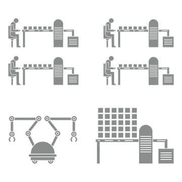 Smart automatic robotic production line. Stock Illustration