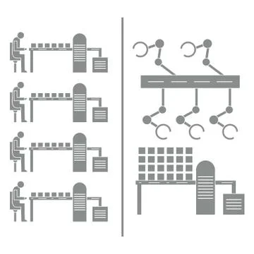 Smart automatic robotic production line. Stock Illustration