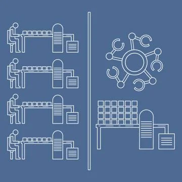 Smart automatic robotic production line. Stock Illustration