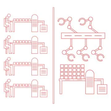 Smart automatic robotic production line. Stock Illustration