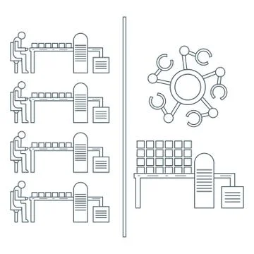 Smart automatic robotic production line. イラスト素材