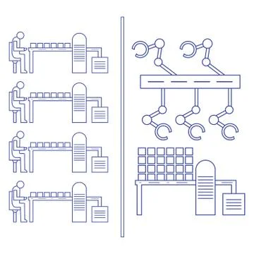 Smart automatic robotic production line. Stock Illustration