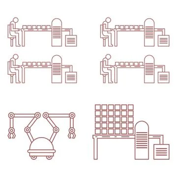 Smart automatic robotic production line. Stock Illustration
