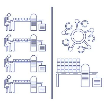 Smart automatic robotic production line. Illustrazione stock