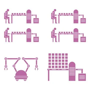 Smart automatic robotic production line. Stock Illustration